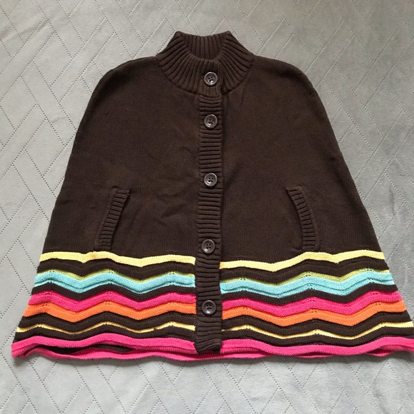 NWT Gymboree Zig Zag Brown Sweater cape Sz 6 - Picture 1 of 5